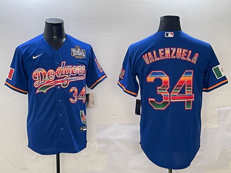 Men Los Angeles Dodgers #34 Valenzuela Blue Fashion Game 2025 Nike MLB Jersey style 3124